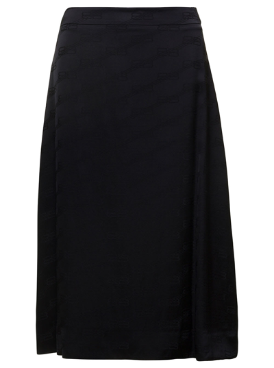 Balenciaga Bb Monogram A Line Skirt In Black