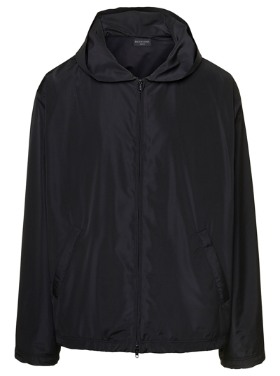 Balenciaga Asymmetric Logo Jacket In Black