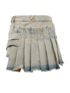 Balmain Vintage Denim Kilted Miniskirt In Ap Bleu Jean Sable
