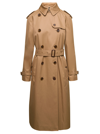 BURBERRY BURBERRY BEIGE DOUBLE-BREASTED TRENCH COAT WITH BELT IN COTTON WOMAN
