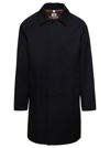 BURBERRY BURBERRY BLACK SINGLE-BREASTED TRENCH COAT WITH LOGO PRINT MAN