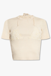 Jacquemus Beige Le Raphia 'la Maille Bikini' T-shirt In Avorio
