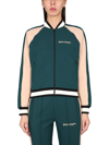 Palm Angels Zipped Cropped Bomber Jacket In Blu