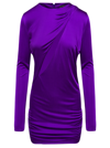 VERSACE VERSACE PURPLE MINIDRESS WITH CUT-OUT DETAILING SATIN EFFECT IN VISCOSE WOMAN