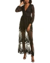 Michele Laperle Embroidered Gown In Black