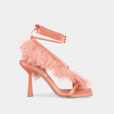 Sebastian Milano Marie A. 110mm Feather-trim Sandals In Pink