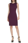 Calvin Klein Sleeveless Sheath Dress In Aubergine