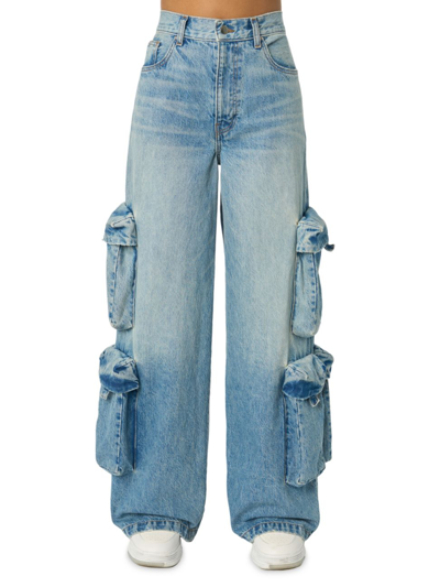 Amiri Women's Baggy Puff-pocket Cargo Jeans In Blue