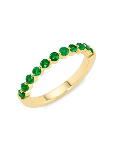 Saks Fifth Avenue Women's 14k Yellow Gold & Emerald Ring In Green