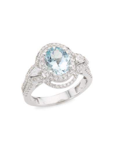 Saks Fifth Avenue Women's 14k White Gold, Aquamarine & 0.72 Tcw Diamond Ring