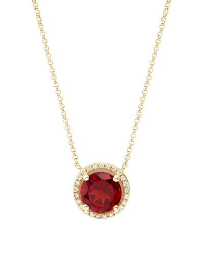 Saks Fifth Avenue Women's 14k Yellow Gold, Garnet & 1.04 Tcw Diamond Pendant Necklace