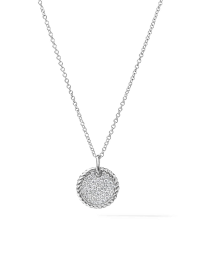 David Yurman Women's Cable Collectibles Pavé Charm Necklace With Diamonds In 18k Gold In White