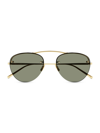 Saint Laurent Women's Metal High-bridge 55mm Aviator Sunglasses In Gold