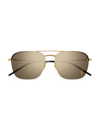 Saint Laurent Women's Monogram Pin Metal 59mm Navigator Sunglasses In Bronze