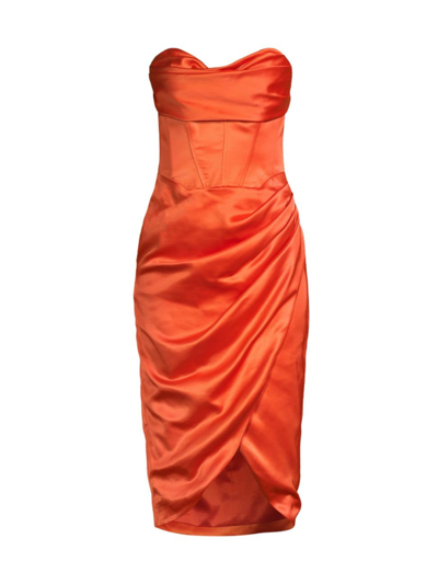 Bardot Juniors Jamila Womens Satin Strapless Midi Dress In White