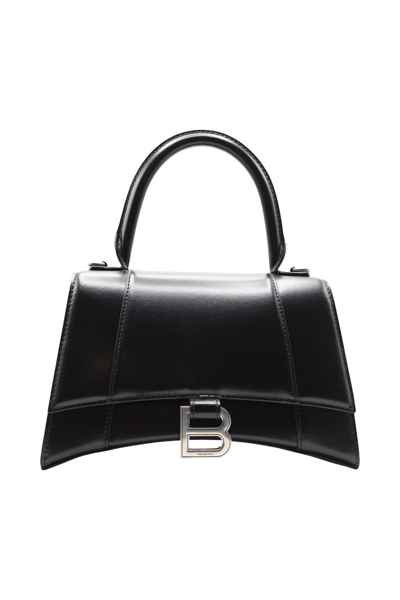 Balenciaga Hourglass Small Calfskin Top-handle Bag In Black