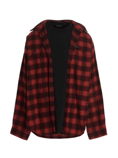 Balenciaga Oversized Trompe L'oeil Shirt In Red