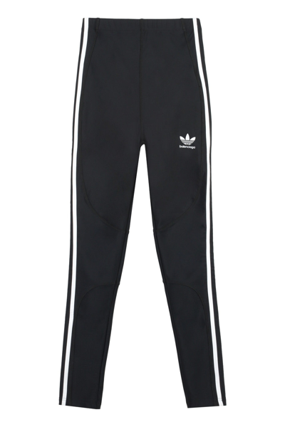 Balenciaga + Adidas Athletic Striped Printed Stretch-jersey Leggings In Black