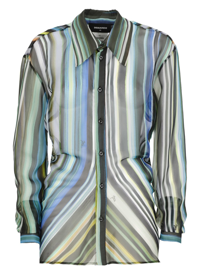 Dsquared2 Gathered Shirt In Multicolor