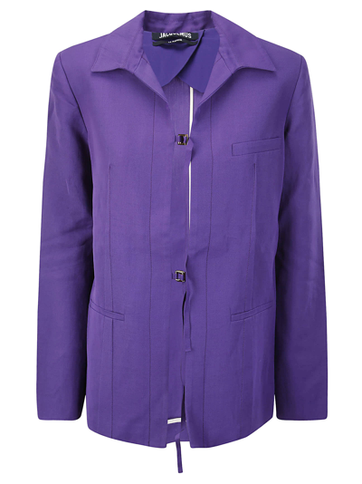 Jacquemus La Veste Amaro绉纱系带西服夹克 In Purple