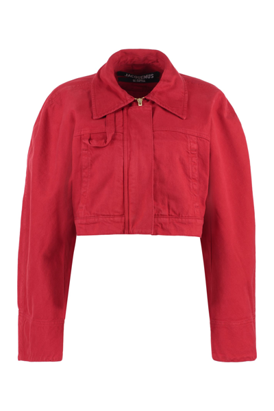 Jacquemus La Waistcoate De Nimes Meio Denim Jacket In Red