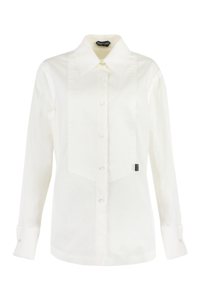 Tom Ford Long Sleeve Cotton Shirt In White