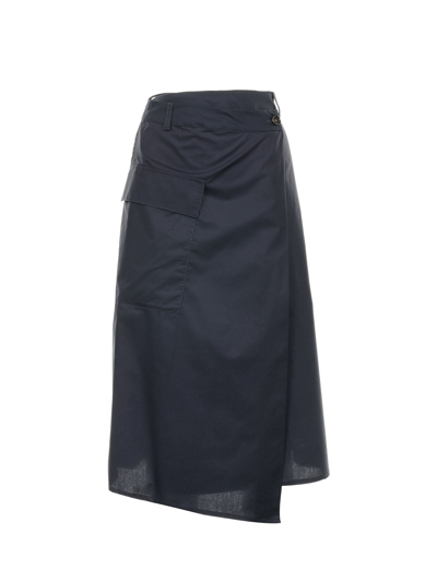 Woolrich Poplin Skirt In Melton Blue