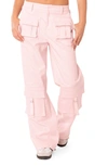 Edikted Joan Low Rise Cargo Pants In Light-pink