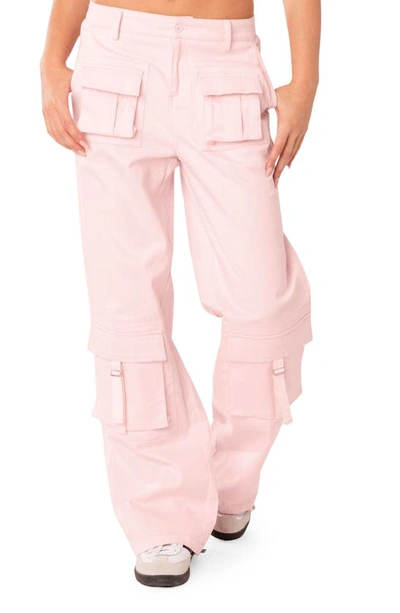Edikted Joan Low Rise Cargo Trousers In Light-pink