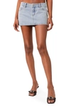 Edikted Chiara Low Rise Denim Miniskirt In Light-blue