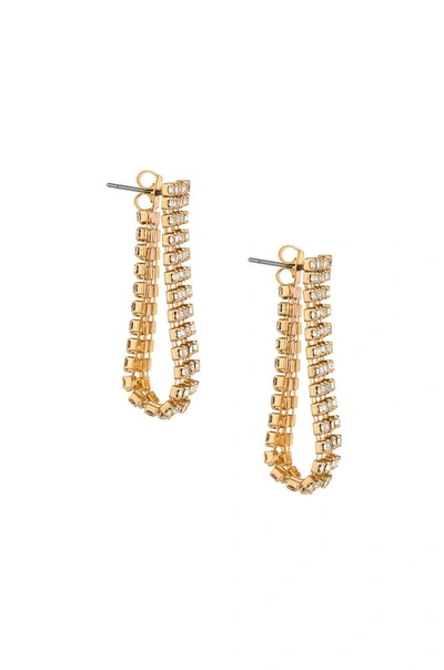 Ettika Crystal Loop Around 18k Gold Plated Earrings In White