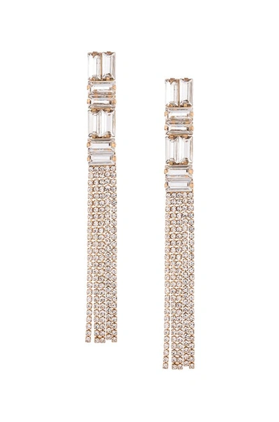 Ettika Art Deco Crystal Chain 18k Gold Plated Earrings In White