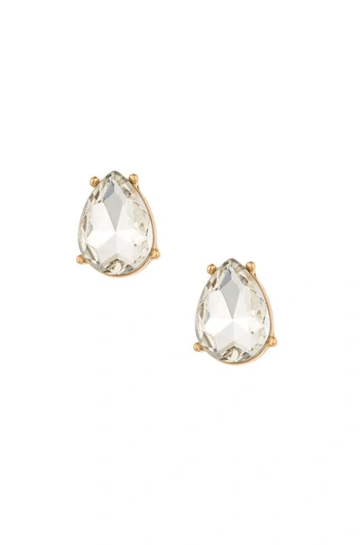 Ettika Classic Crystal Teardrop 18k Gold Plated Earrings In White