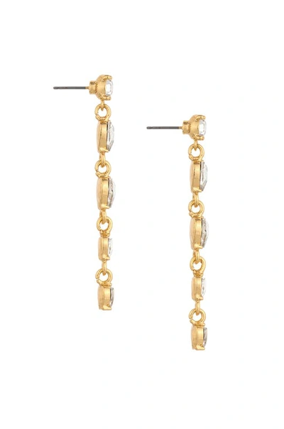 Ettika Descending Crystal Heart 18k Gold Plated Earrings In White