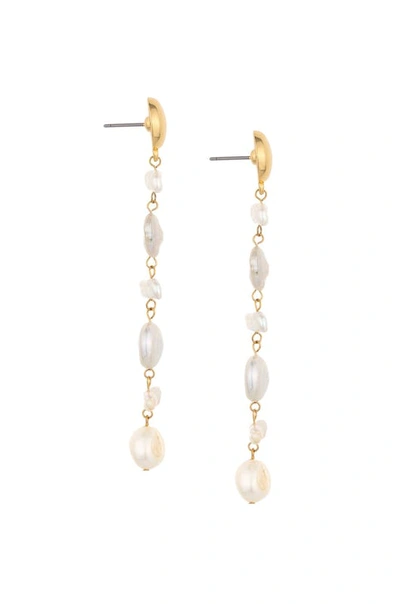 Ettika Ocean Secrets Freshwater Pearl 18k Gold Plated Dangle Earrings In White