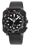 Gv2 Xo Submarine Swiss Automatic Mesh Strap Watch, 44mm In Black