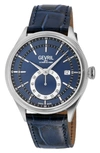 Gevril Empire Automatic Croc Embossed Leather Strap Watch, 40mm In Blue