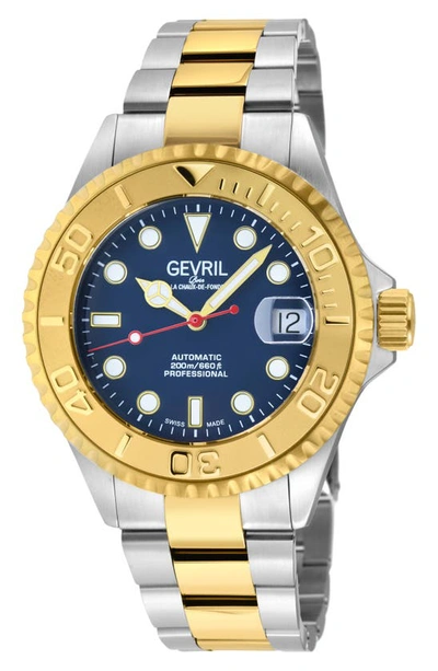 Gevril Men's Wall Street Swiss Automatic Two-tone Stainless Steel Watch 39mm In Sapphire