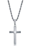 Blackjack Stainless Steel Cross Pendant Necklace In Silver