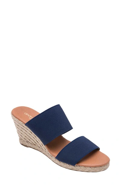 Andre Assous Amalia Wedge Sandal In Navy