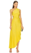 A.l.c Delfina One-shoulder Cut-out Side Gathered Dress In Yellow