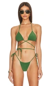 Bananhot Cherry Bikini Top In Dark Green
