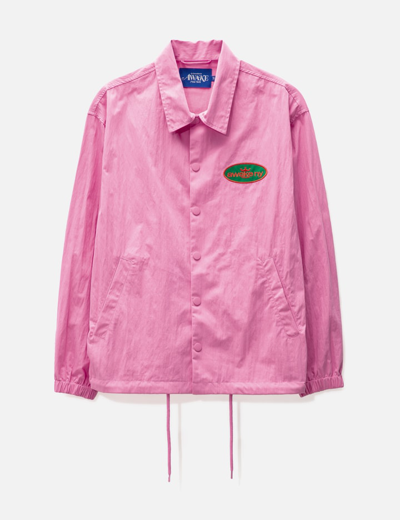 Awake Ny King Logo Twill Coaches Jacket In Pink