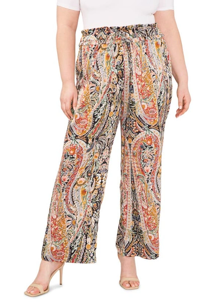 1.state Paisley Floral Wide Leg Drawstring Pants In Rich Black