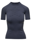 BALENCIAGA BALENCIAGA ENERGY ACCUMULATOR DARK GREY FITTED T-SHIRT WITH PERFORATED DETAILS IN STRETCH POLYAMIDE 