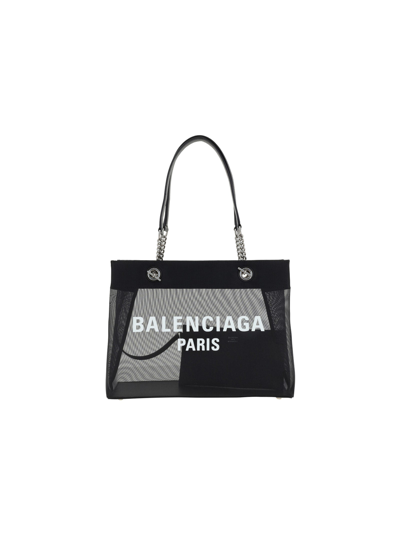 Balenciaga Duty Free Tote Bag In Black/l White