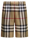 Burberry Beige Check Bermuda Shorts In Silk Man  In Beige