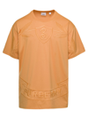 BURBERRY BANSTEAD CREST ORANGE CREWNECK T-SHIRT WITH CREST EMBROIDERY IN COTTON MAN BURBERRY