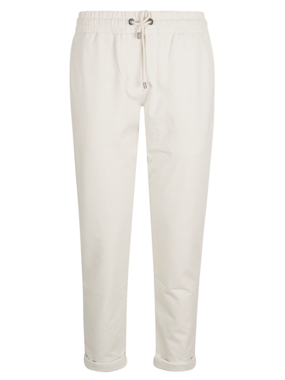 Brunello Cucinelli Cropped Track Trousers In Soy Milk