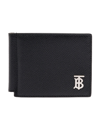 Burberry Logo Plaque Money Clip Wallet In Black